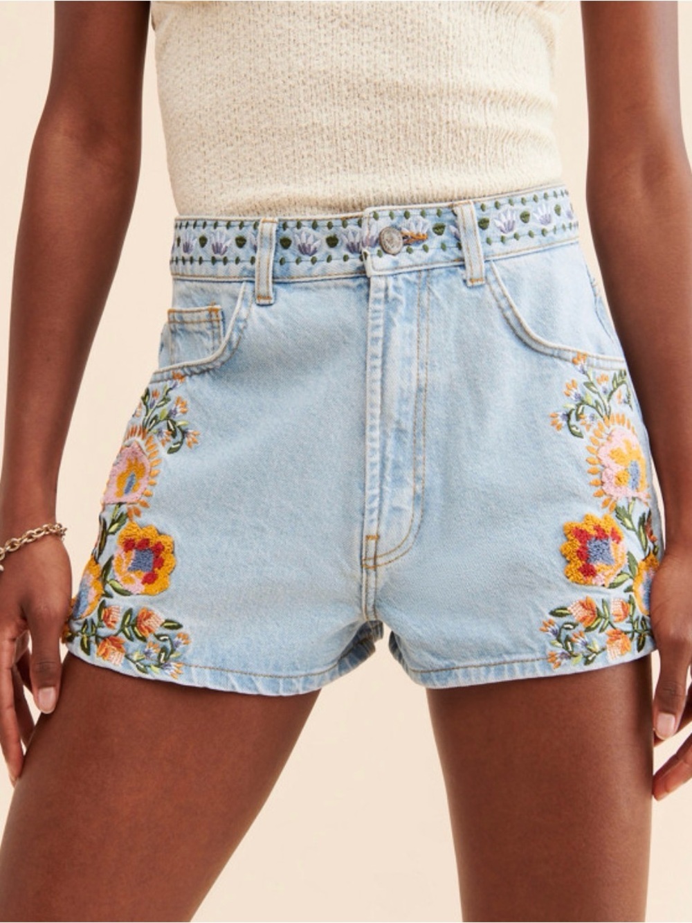 FARM RIO Summer Garden Embroidered Shorts